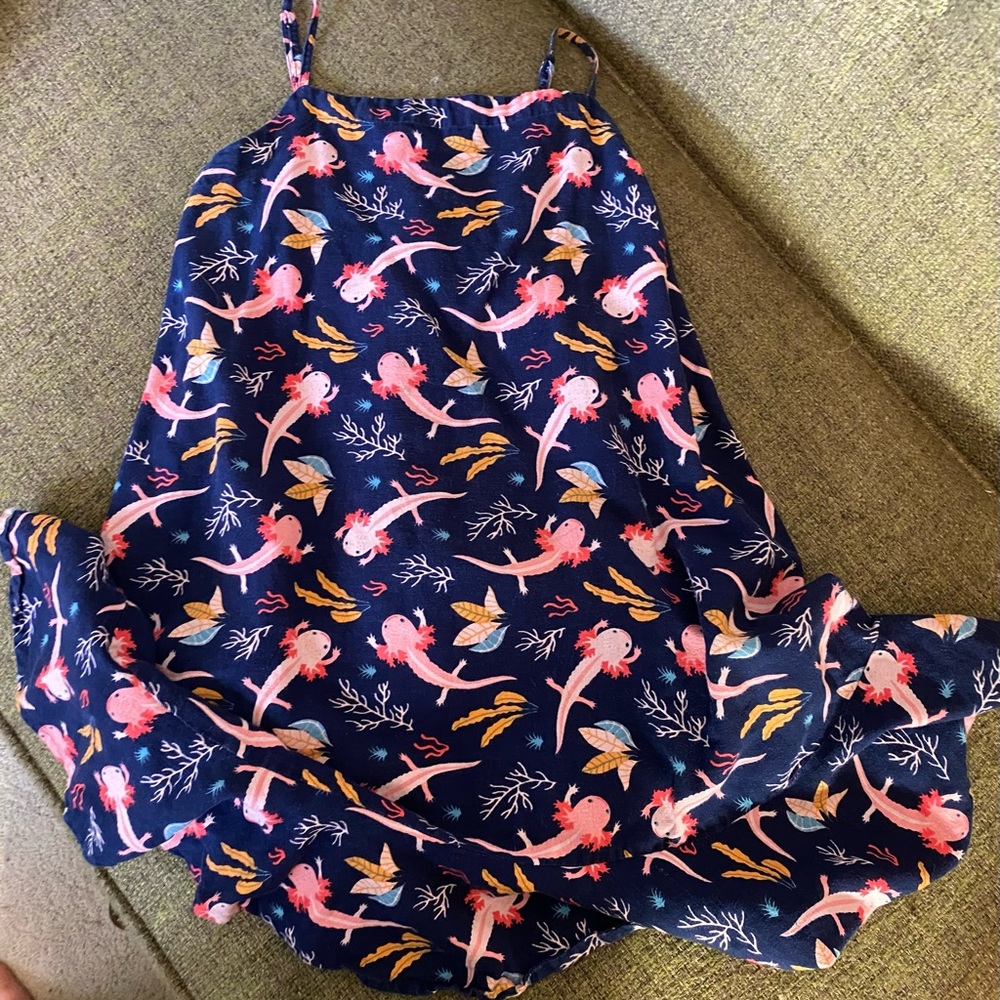 Attic Salt Axolotl dress - spaghetti straps - size M - navy/pink